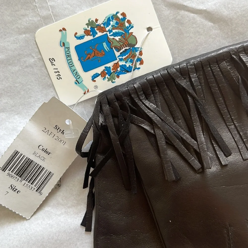 Portolano Black Leather Gloves NWT